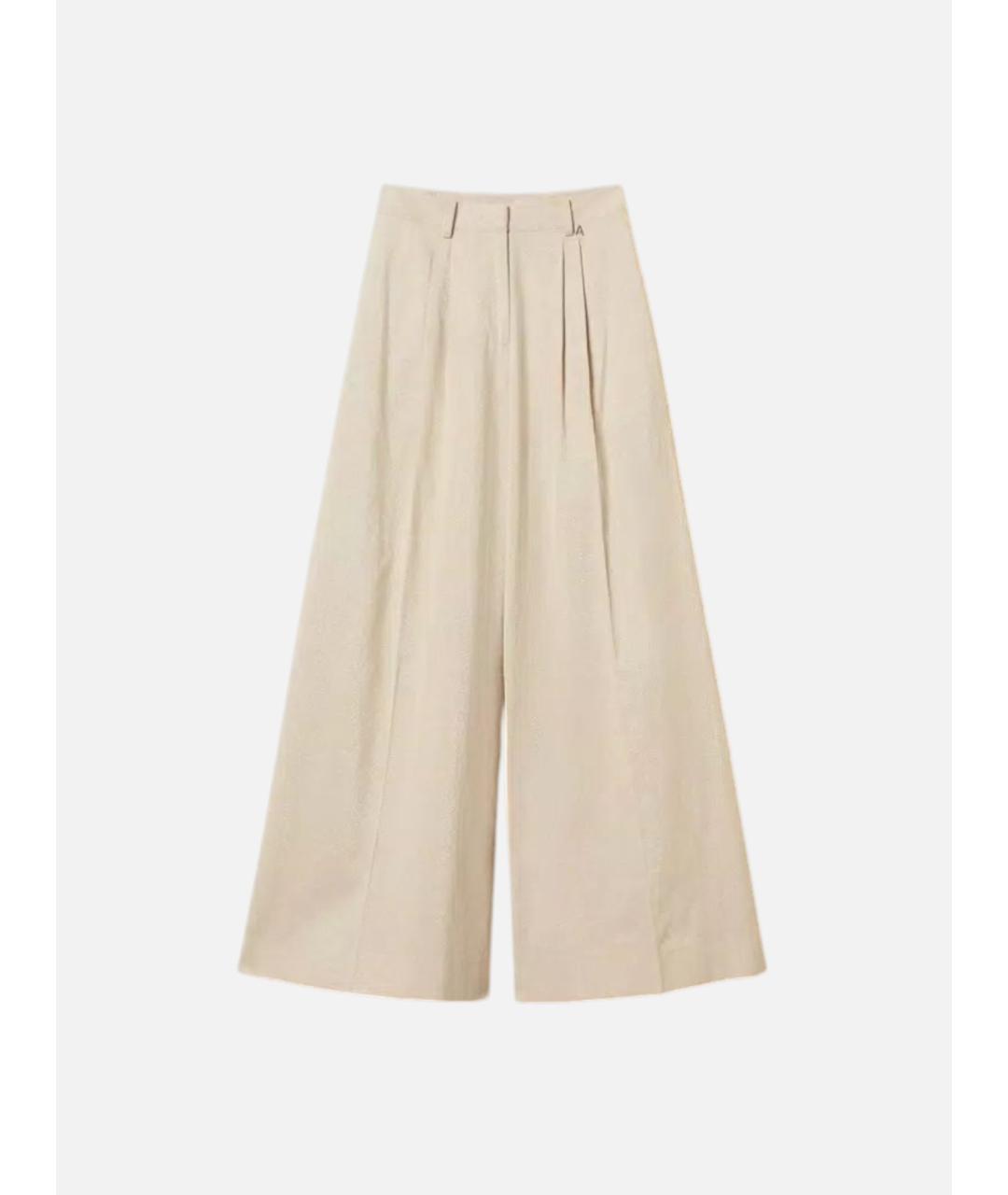 TWIN-SET Бежевые хлопковые брюки широкие, фото 7