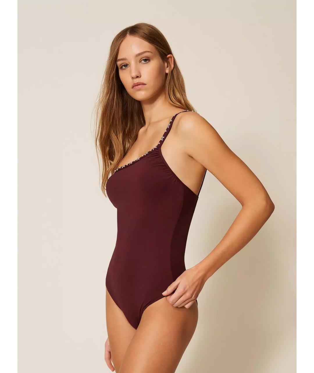 TWIN-SET Бордовый полиамидовый купальник, фото 3