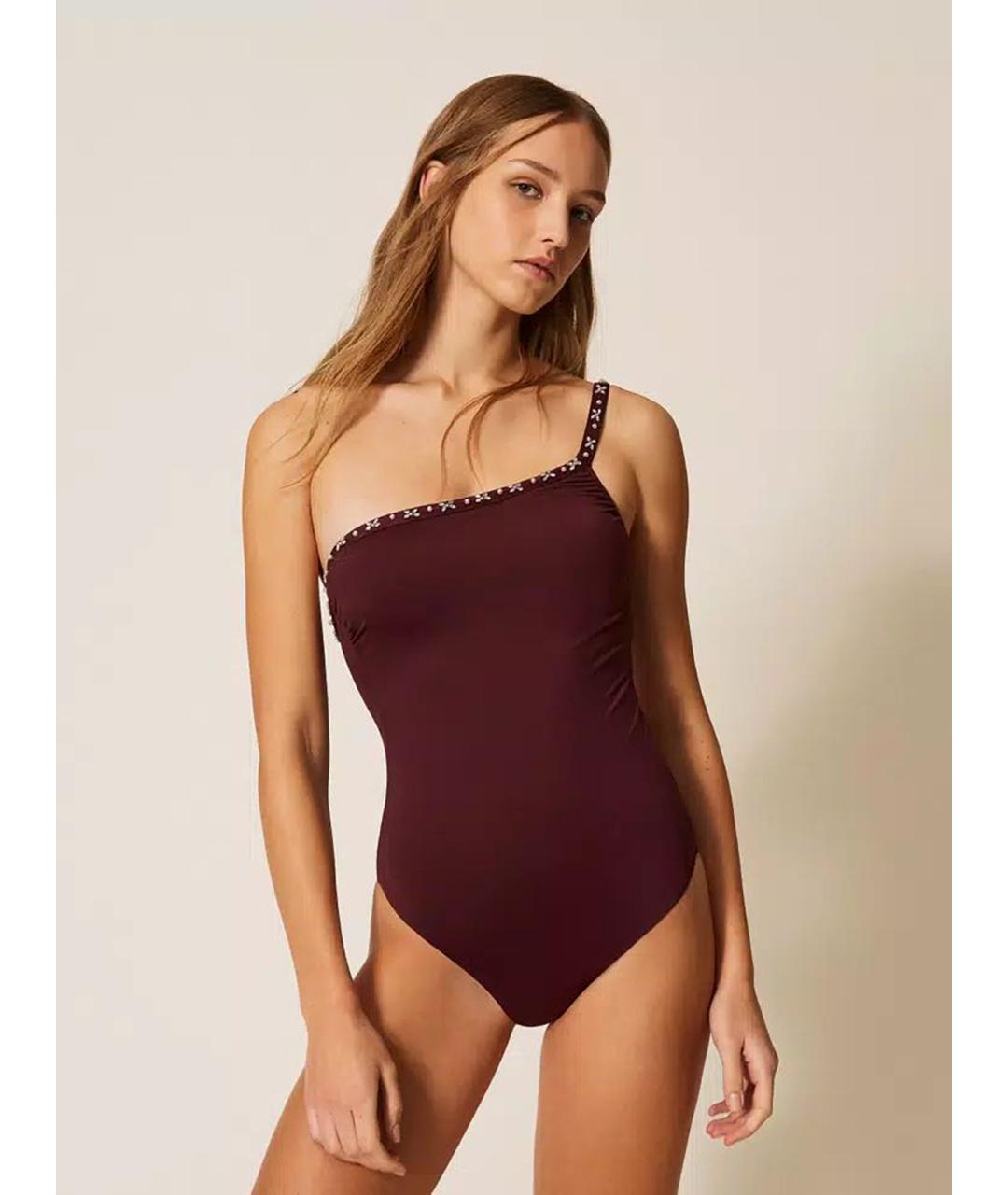TWIN-SET Бордовый полиамидовый купальник, фото 2