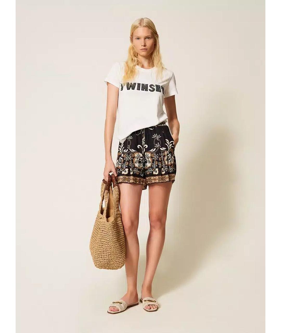 TWIN-SET Мульти вискозные шорты, фото 2