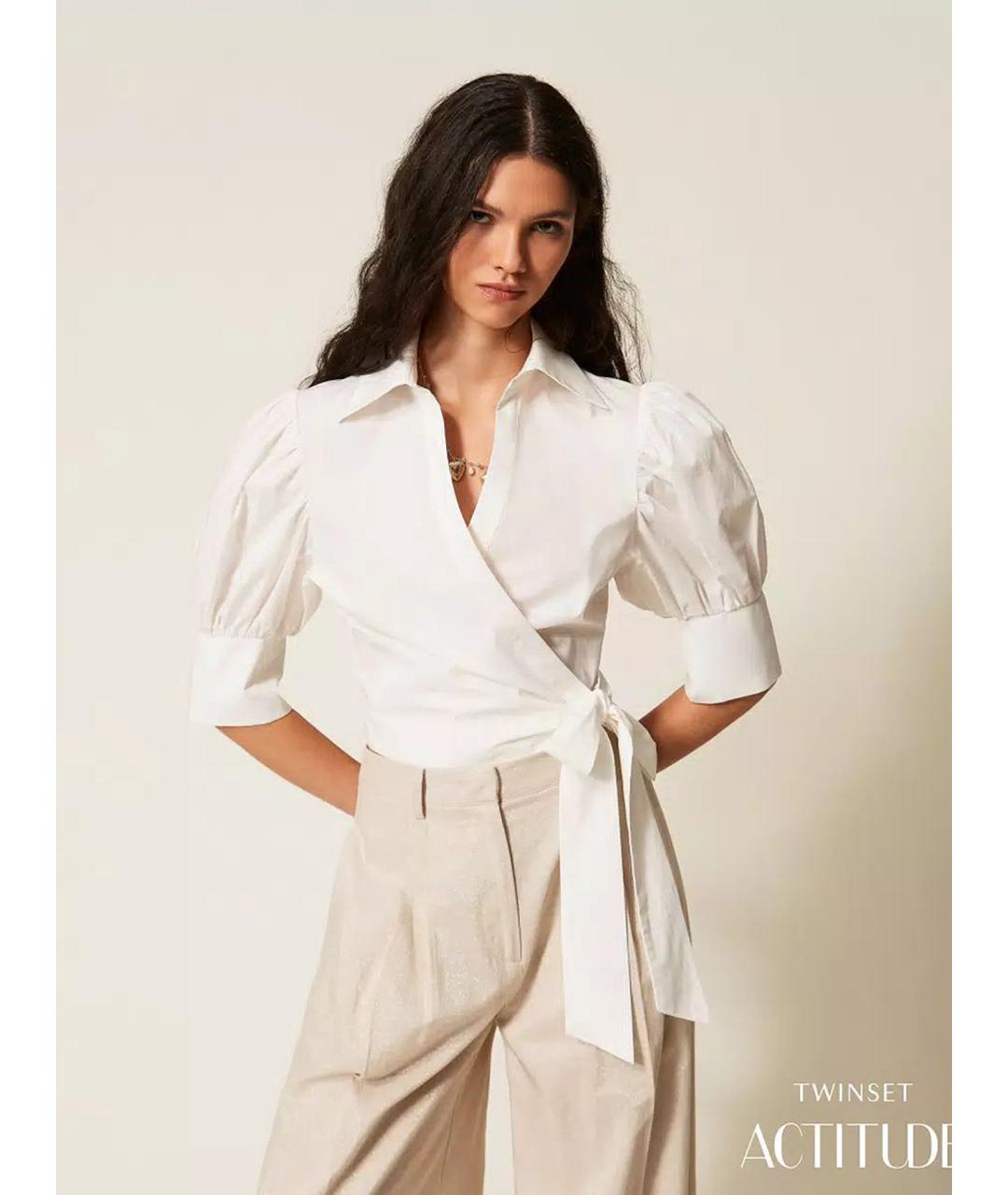 TWIN-SET Белая хлопковая рубашка, фото 3