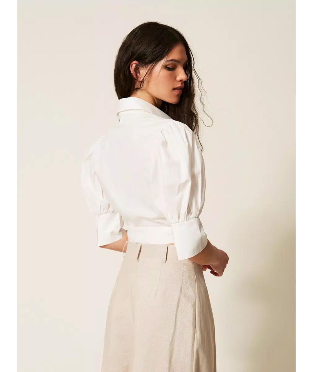 TWIN-SET Белая хлопковая рубашка, фото 5