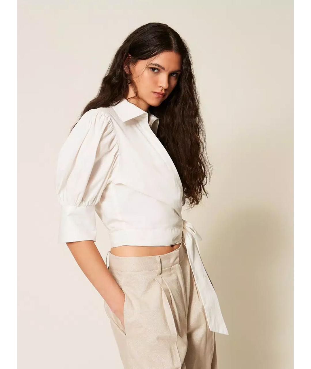 TWIN-SET Белая хлопковая рубашка, фото 4