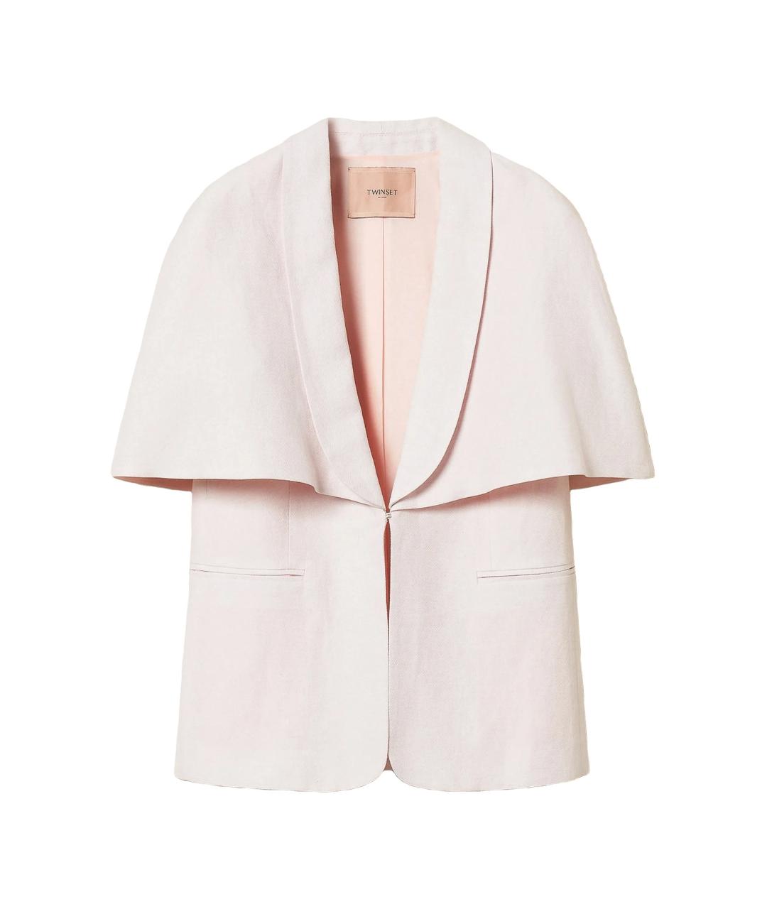 TWIN-SET Розовый льняной жакет/пиджак, фото 1