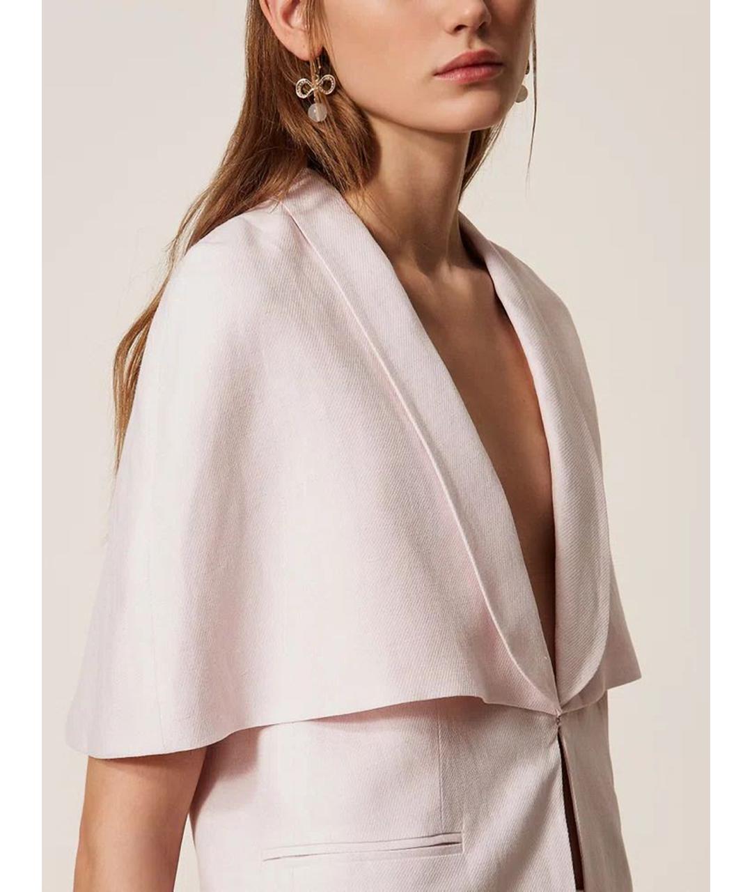 TWIN-SET Розовый льняной жакет/пиджак, фото 6