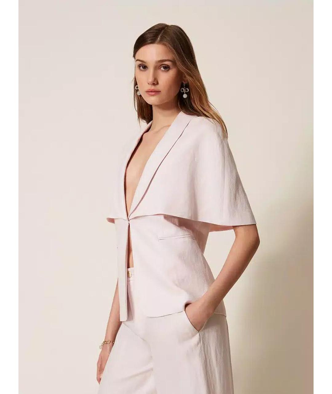 TWIN-SET Розовый льняной жакет/пиджак, фото 4