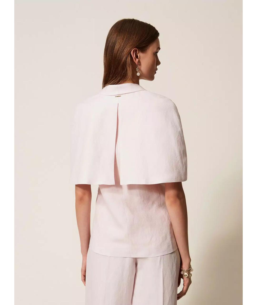 TWIN-SET Розовый льняной жакет/пиджак, фото 5