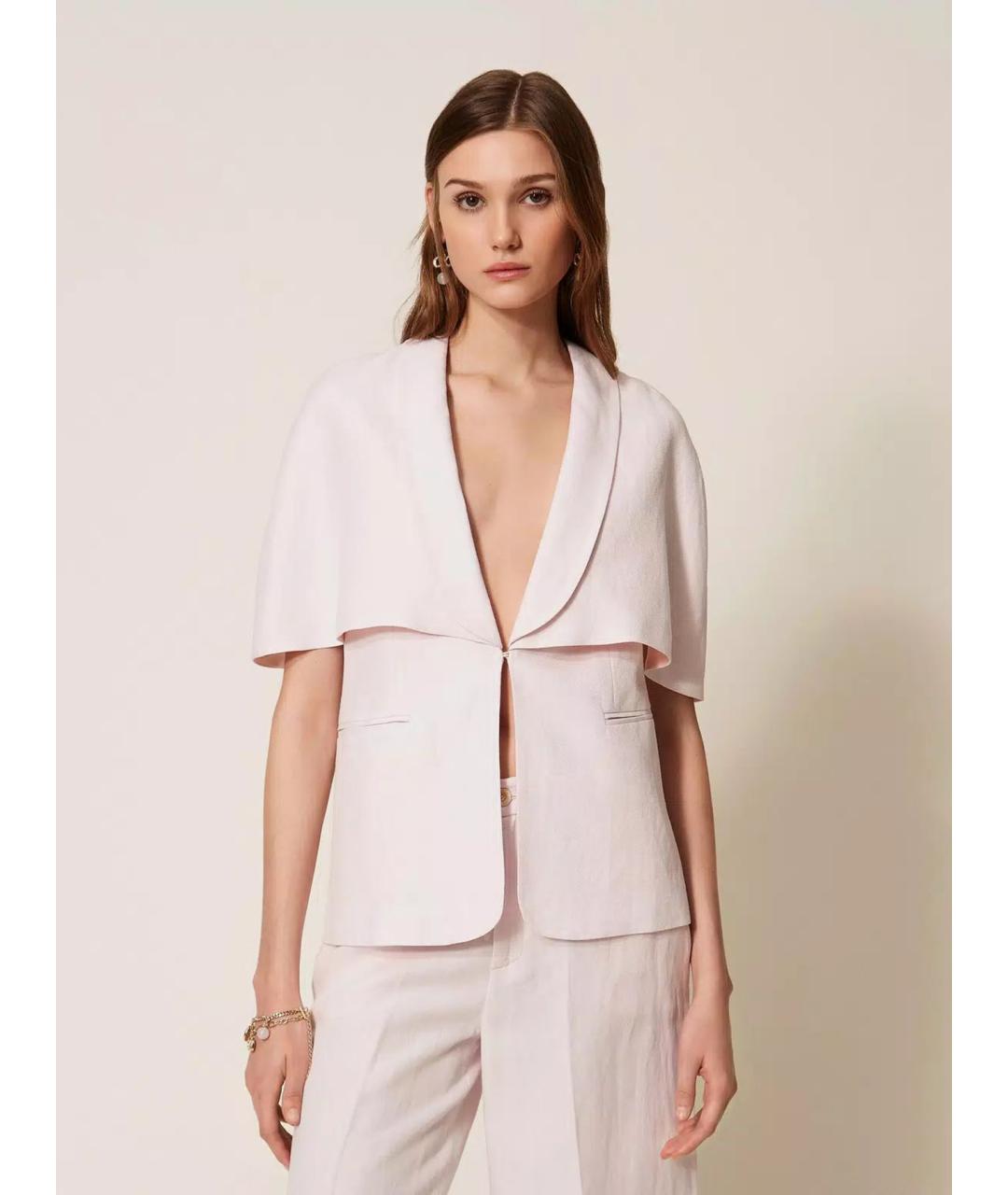 TWIN-SET Розовый льняной жакет/пиджак, фото 3
