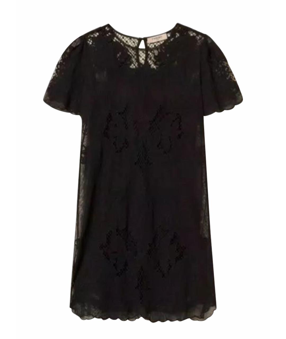 TWIN-SET Черное хлопковое повседневное платье, фото 1