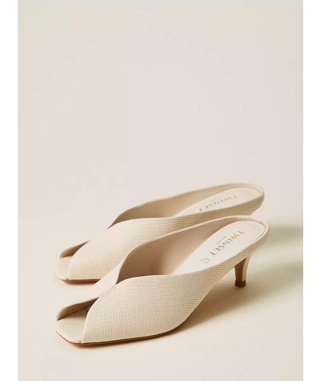 TWIN-SET Бежевые кожаные мюли, фото 2