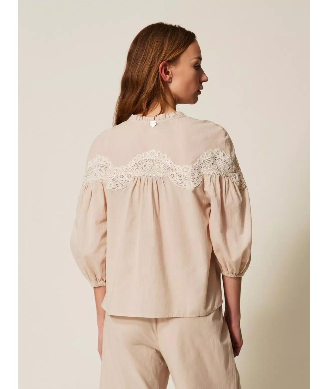 TWIN-SET Бежевая хлопковая блузы, фото 5