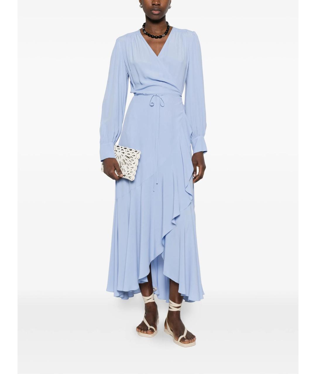TWIN-SET Голубое ацетатное повседневное платье, фото 2