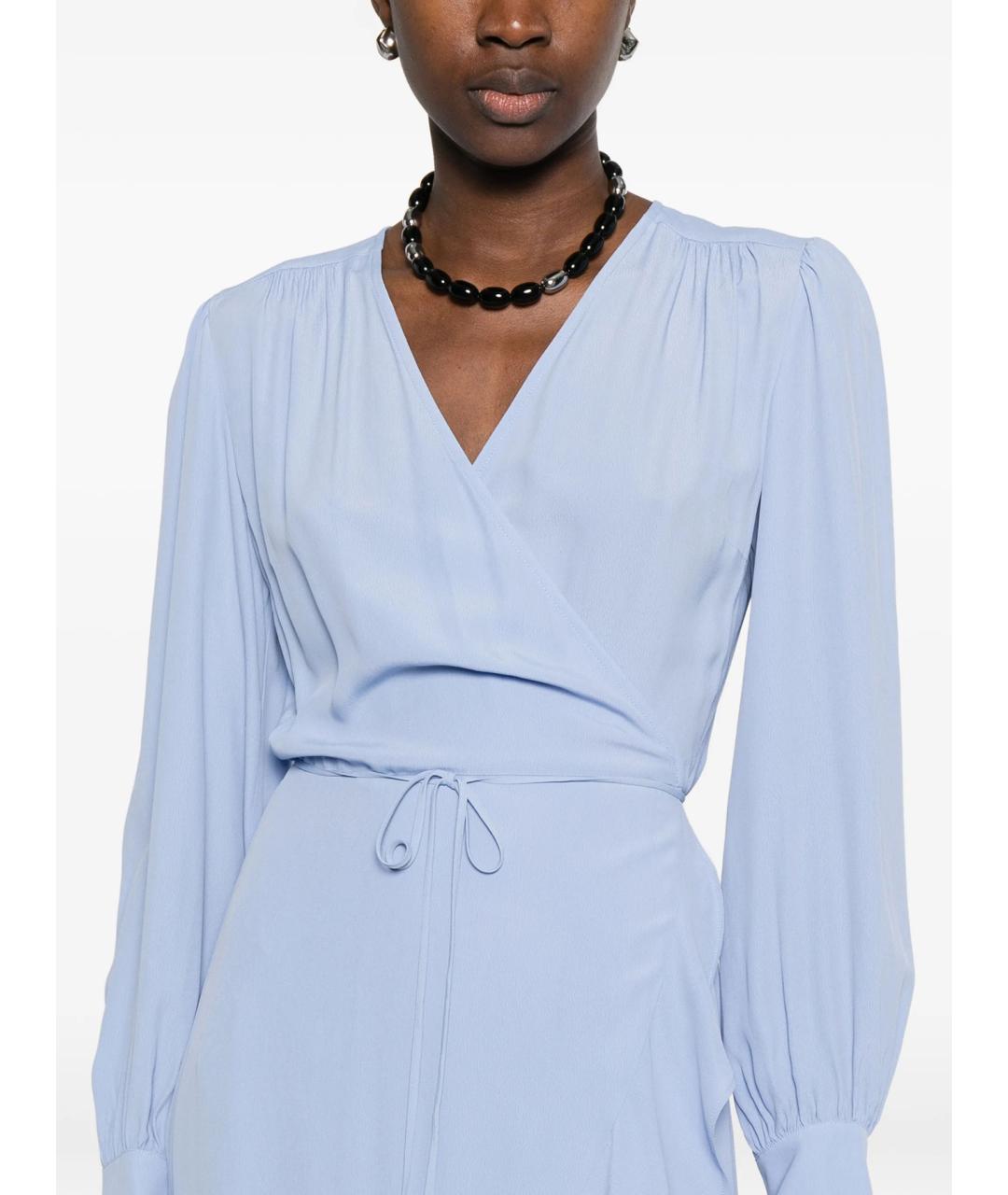 TWIN-SET Голубое ацетатное повседневное платье, фото 5