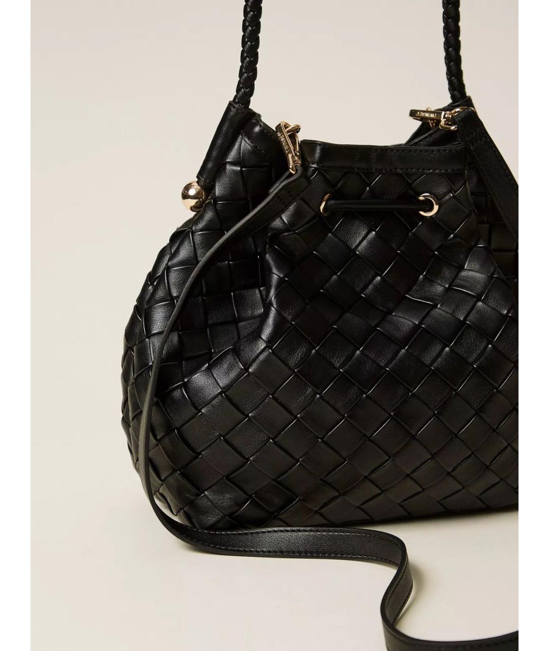 TWIN-SET Черная сумка через плечо из искусственной кожи, фото 4