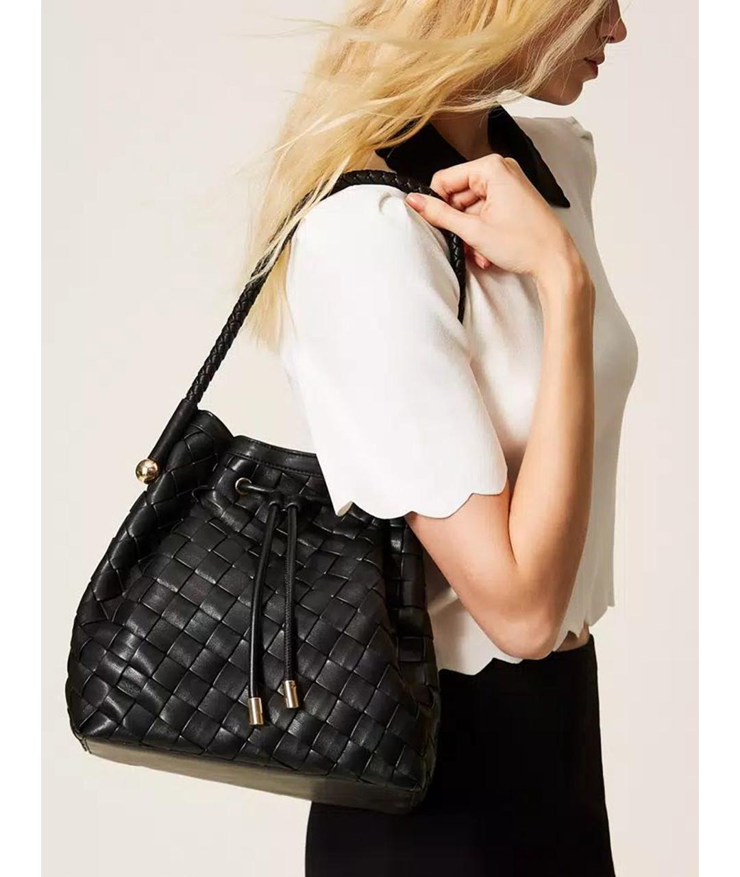 TWIN-SET Черная сумка через плечо из искусственной кожи, фото 2