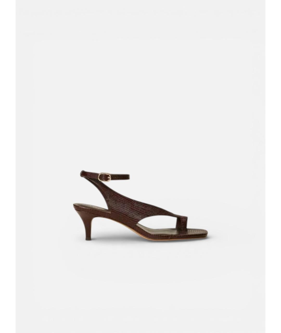 TWIN-SET Бордовые кожаные босоножки, фото 5