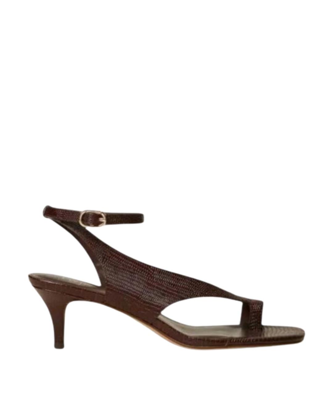 TWIN-SET Бордовые кожаные босоножки, фото 1