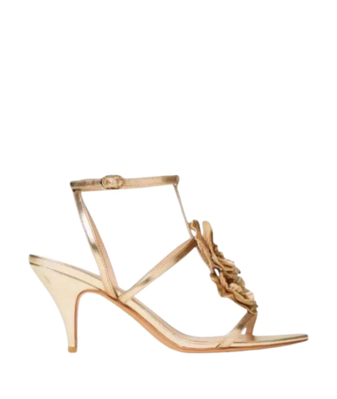 TWIN-SET Золотые кожаные босоножки, фото 1
