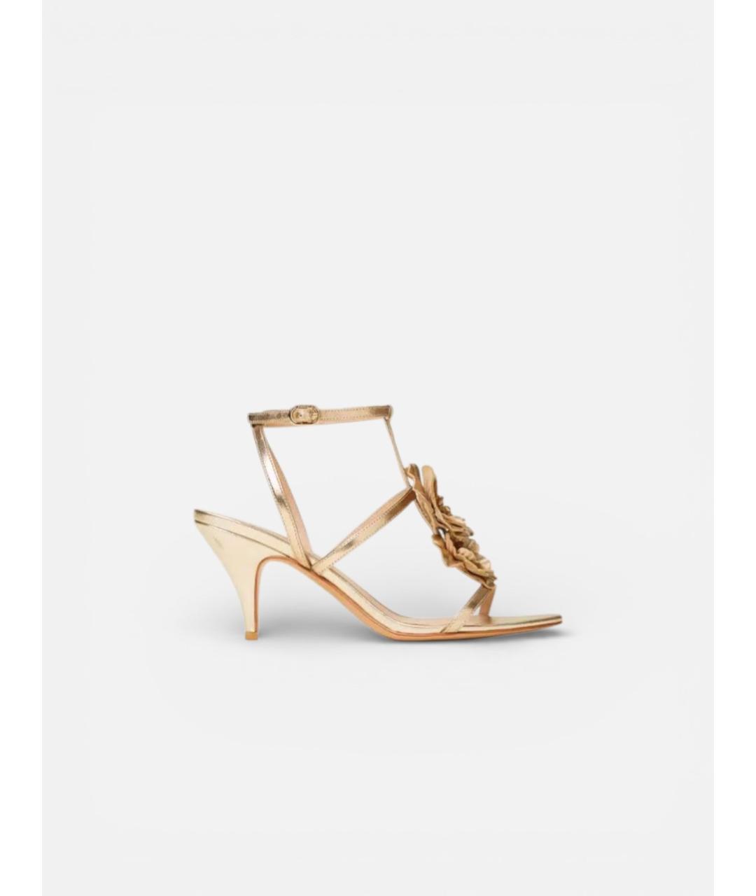 TWIN-SET Золотые кожаные босоножки, фото 5