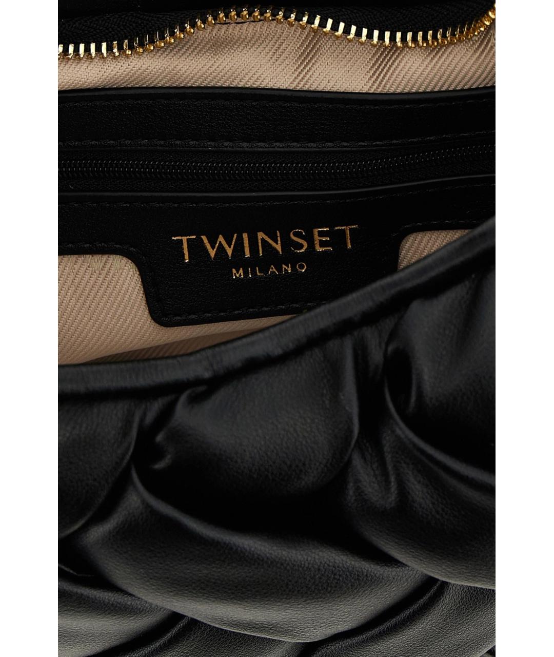 TWIN-SET Черная сумка с короткими ручками из искусственной кожи, фото 5