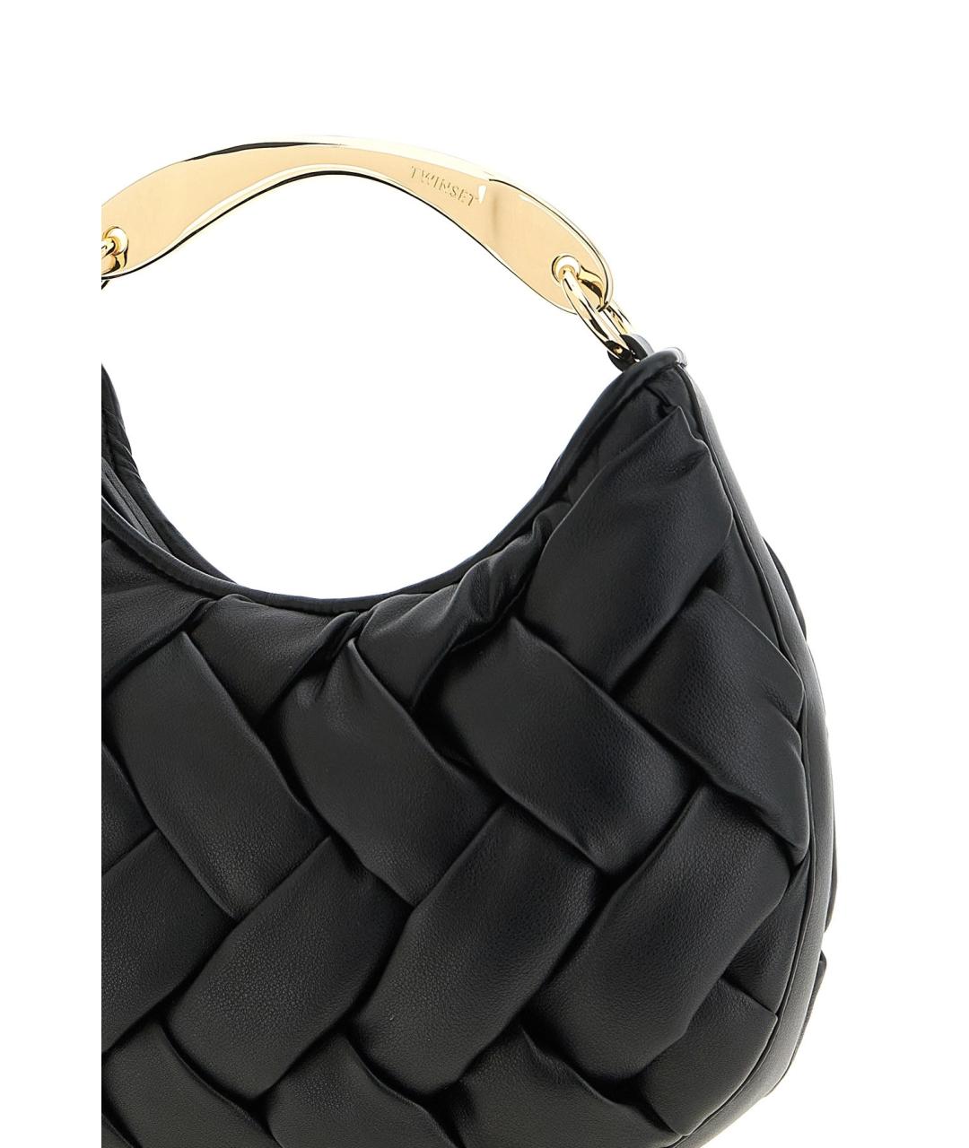 TWIN-SET Черная сумка с короткими ручками из искусственной кожи, фото 4