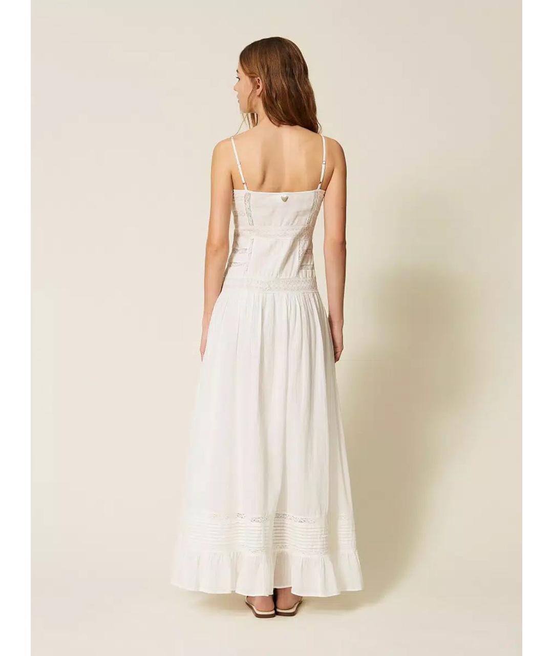 TWIN-SET Белое хлопковое повседневное платье, фото 3