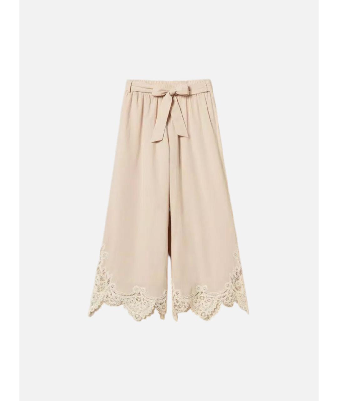 TWIN-SET Бежевые полиэстеровые прямые брюки, фото 6