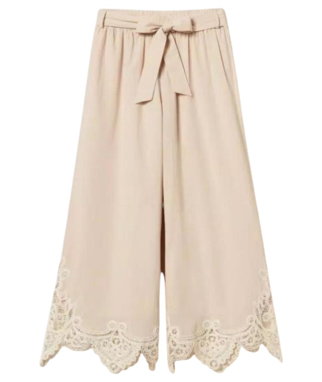 TWIN-SET Бежевые полиэстеровые прямые брюки, фото 1