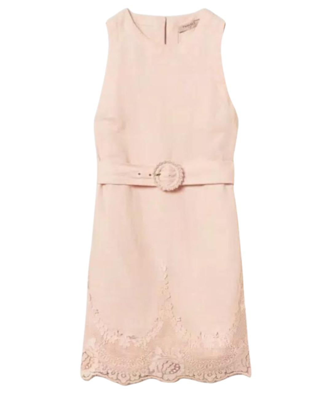 TWIN-SET Розовое льняное повседневное платье, фото 1