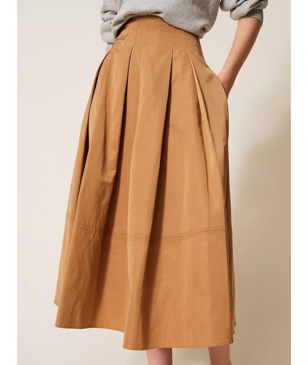 TWIN-SET Бежевая полиэстеровая юбка миди, фото 5