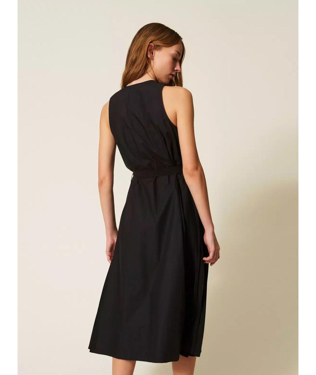 TWIN-SET Черное полиэстеровое повседневное платье, фото 4