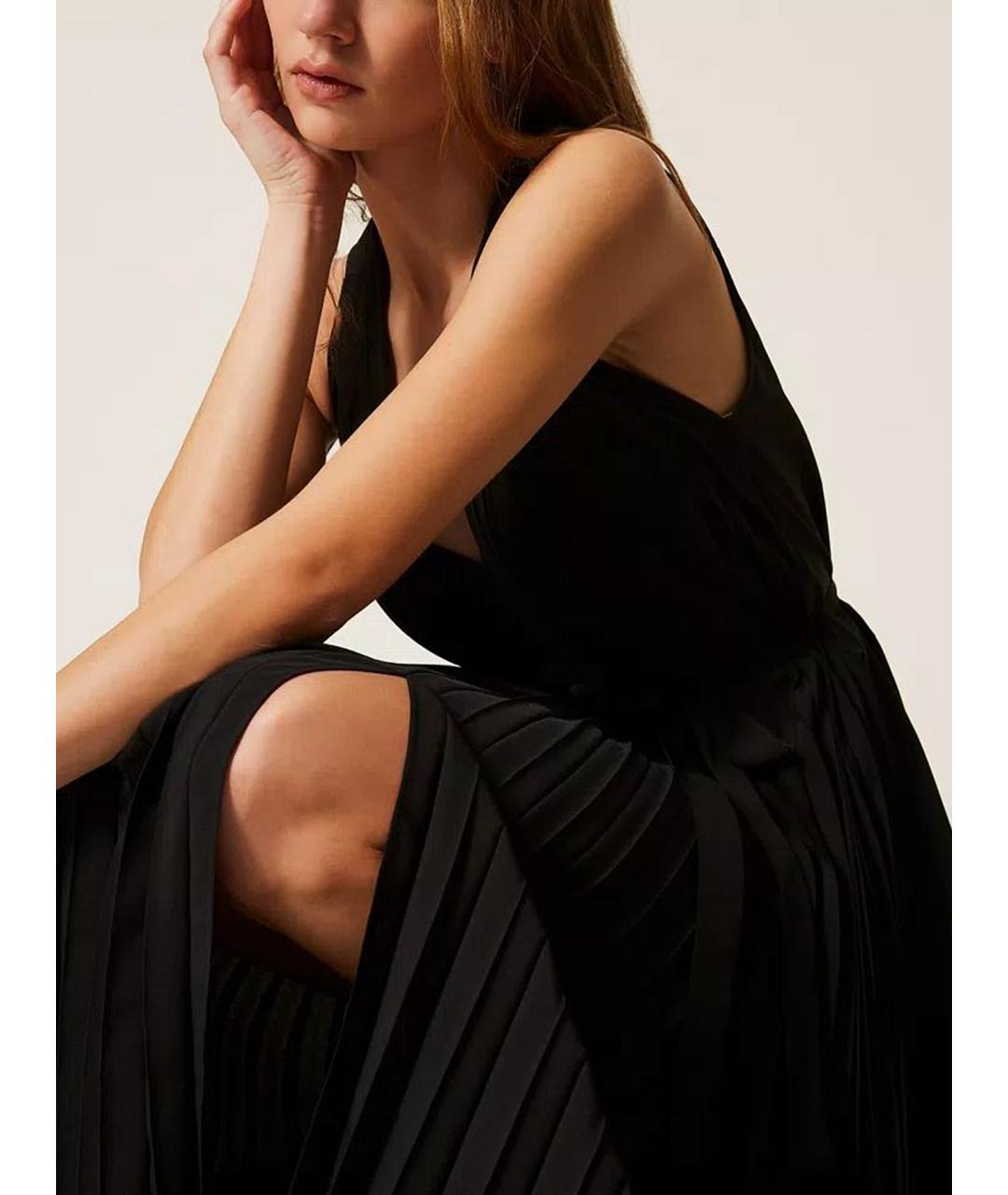 TWIN-SET Черное полиэстеровое повседневное платье, фото 5