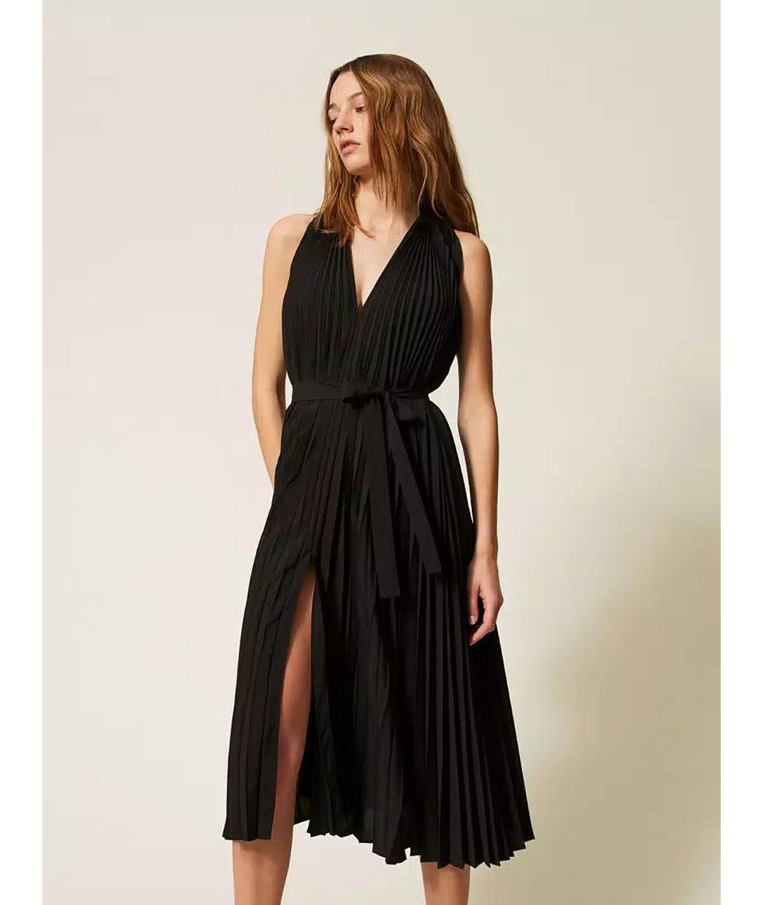 TWIN-SET Черное полиэстеровое повседневное платье, фото 2