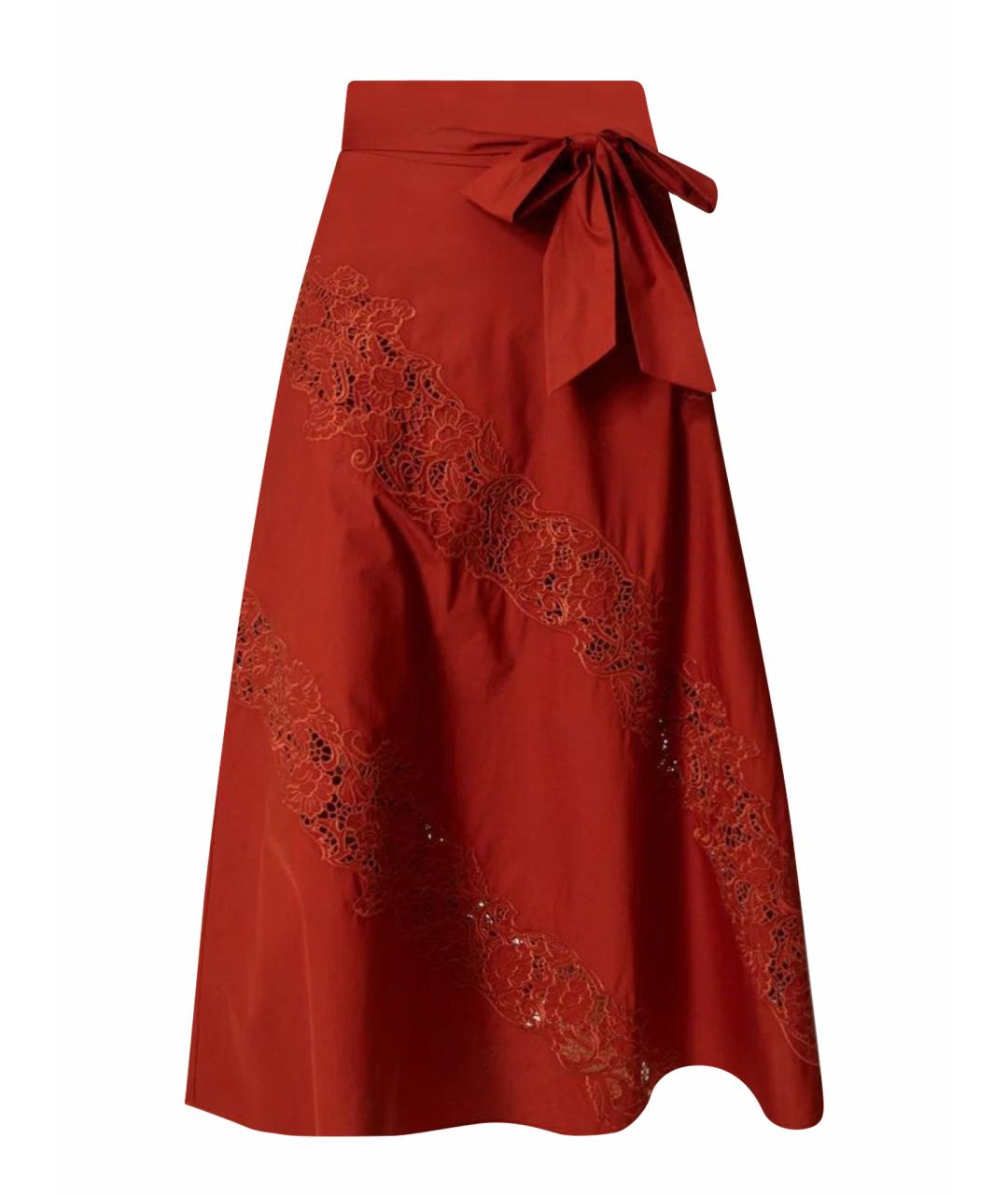 TWIN-SET Красная хлопковая юбка миди, фото 1