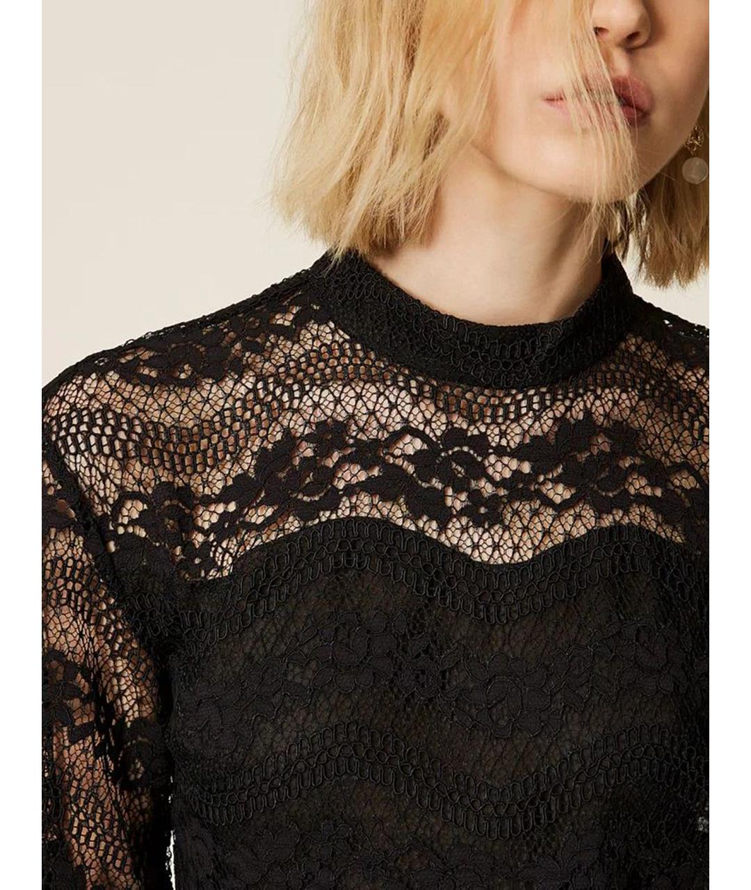 TWIN-SET Черная вискозная блузы, фото 5