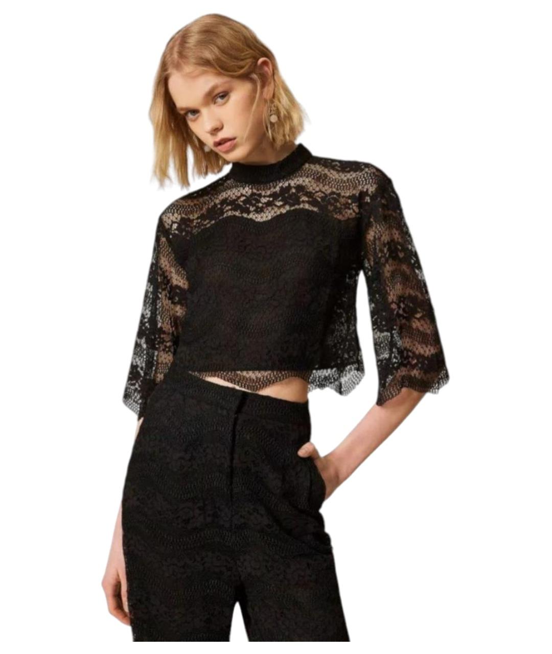 TWIN-SET Черная вискозная блузы, фото 1