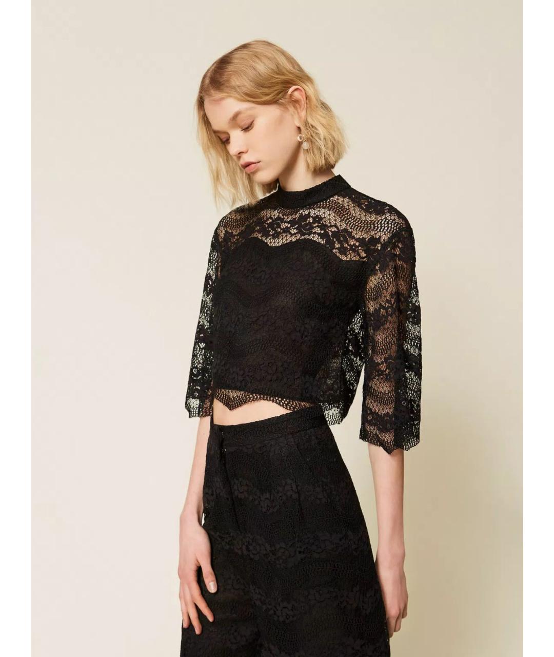 TWIN-SET Черная вискозная блузы, фото 3