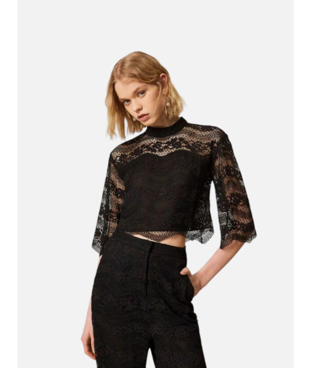 TWIN-SET Черная вискозная блузы, фото 6