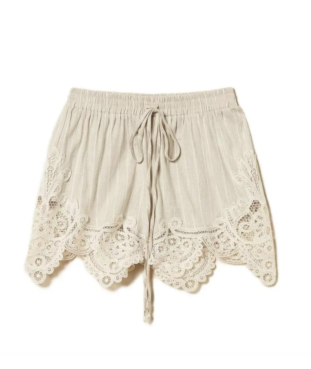 TWIN-SET Бежевые льняные шорты, фото 1