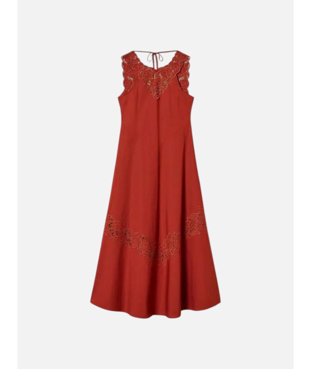TWIN-SET Красное хлопковое повседневное платье, фото 6