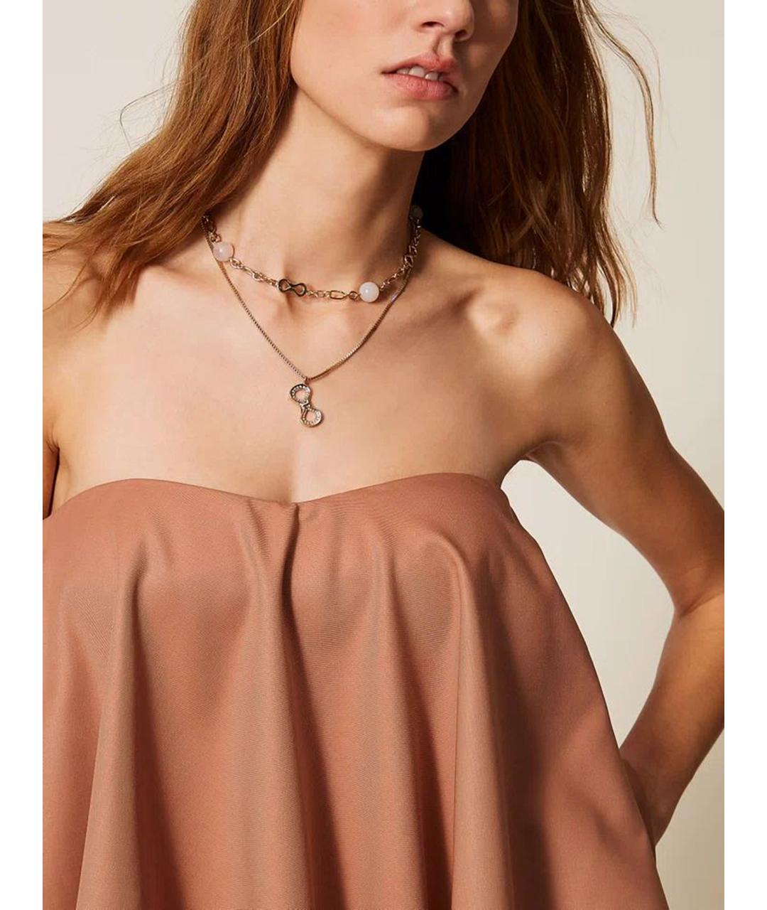 TWIN-SET Коричневая полиэстеровая блузы, фото 7