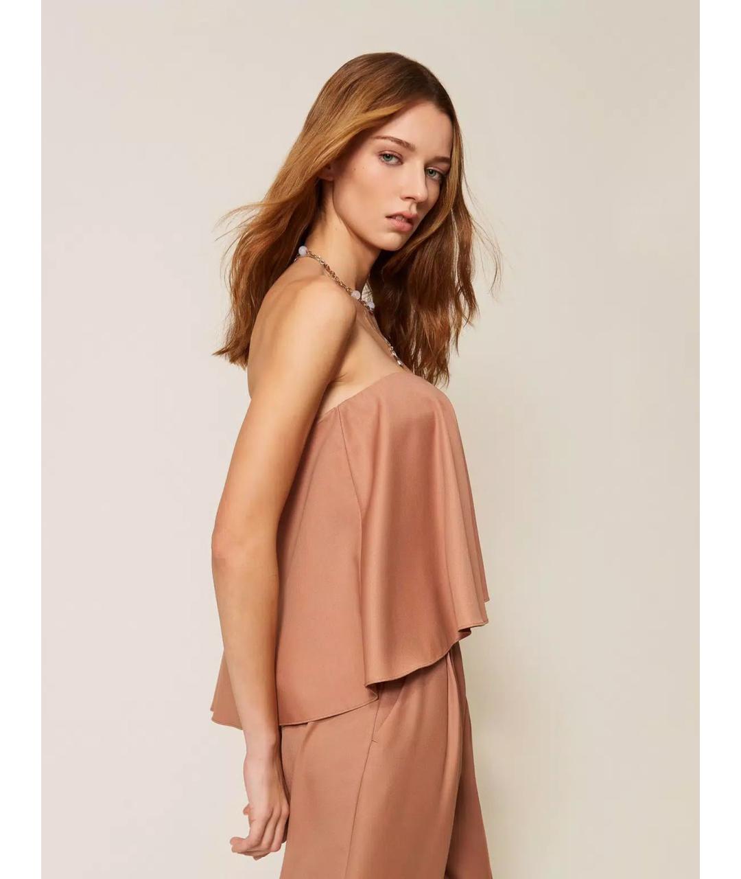 TWIN-SET Коричневая полиэстеровая блузы, фото 5