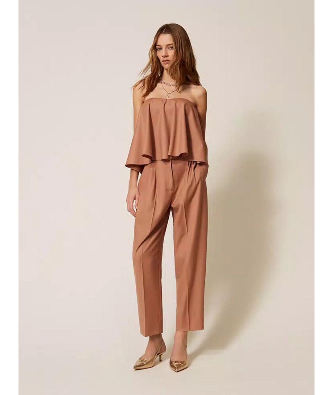 TWIN-SET Коричневая полиэстеровая блузы, фото 2