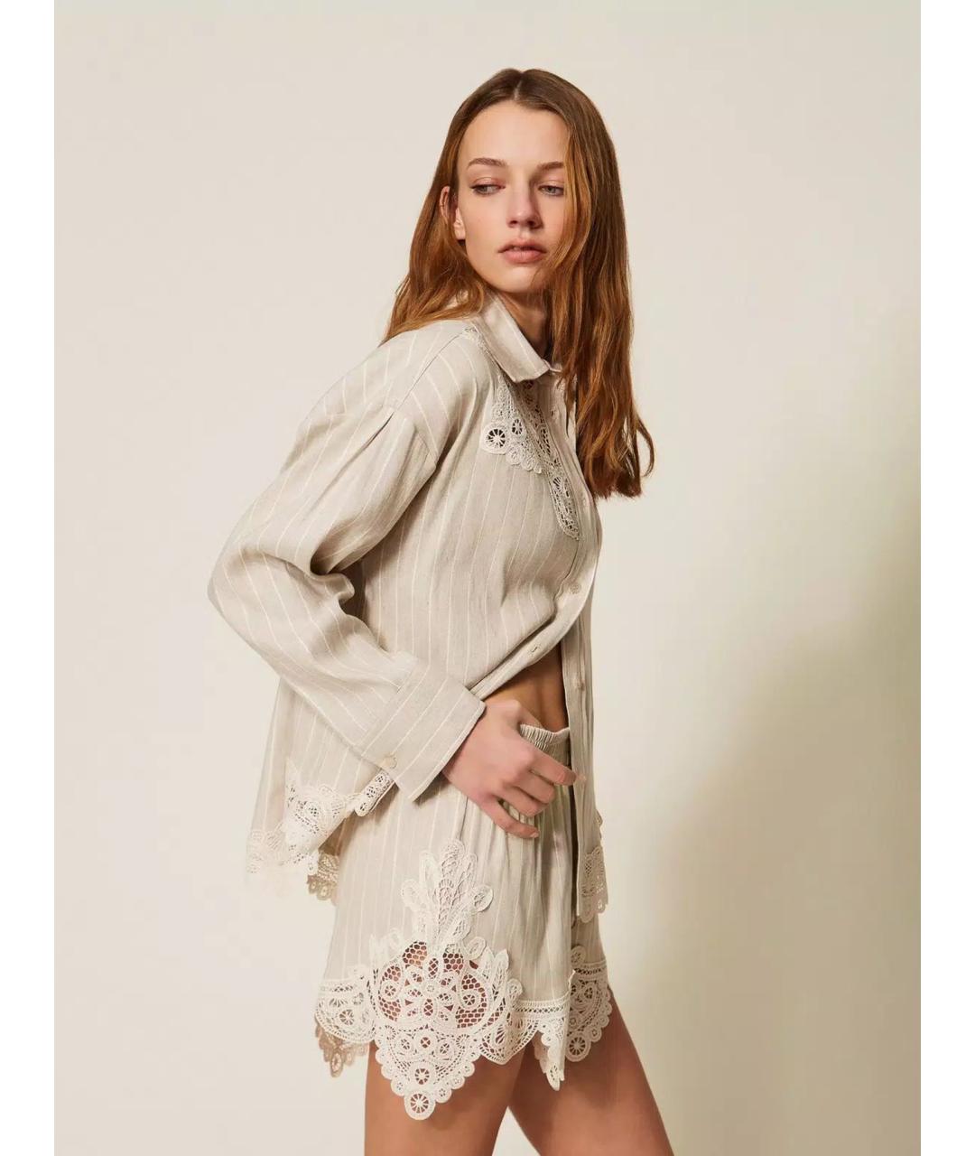 TWIN-SET Мульти льняная рубашка, фото 3