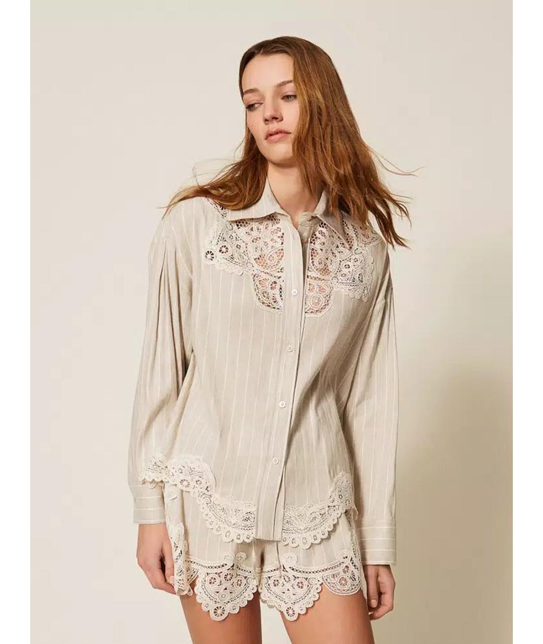 TWIN-SET Мульти льняная рубашка, фото 2