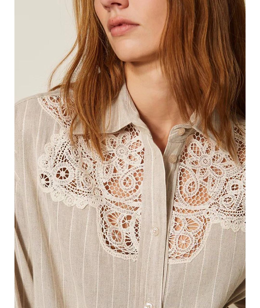 TWIN-SET Мульти льняная рубашка, фото 5