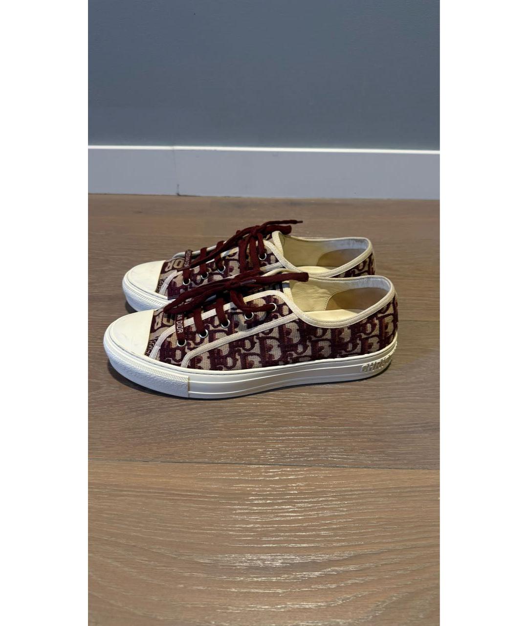 CHRISTIAN DIOR Бордовые текстильные кеды, фото 5