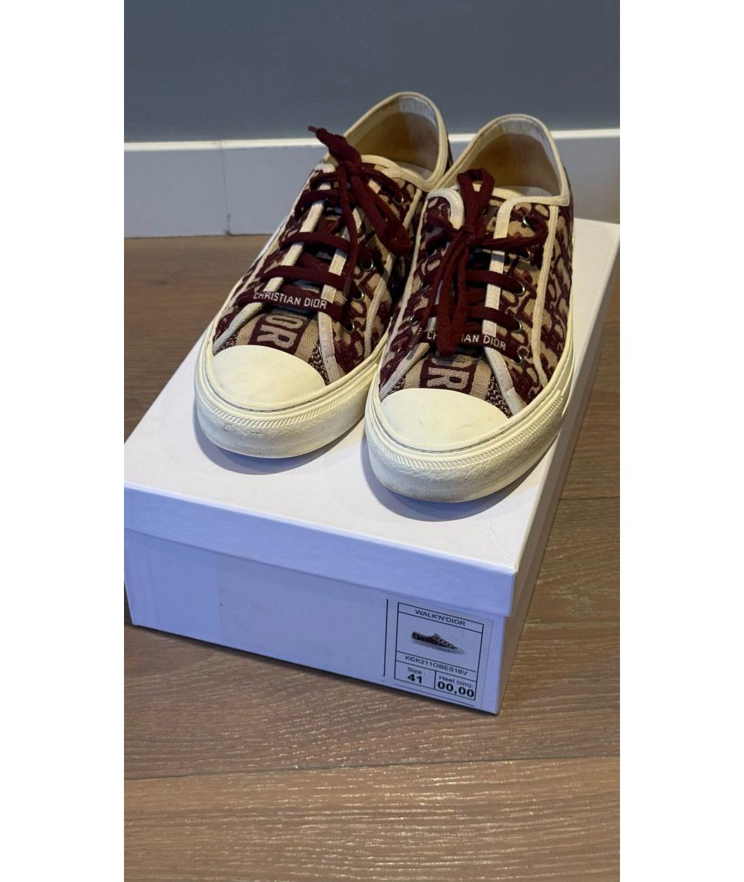 CHRISTIAN DIOR Бордовые текстильные кеды, фото 6