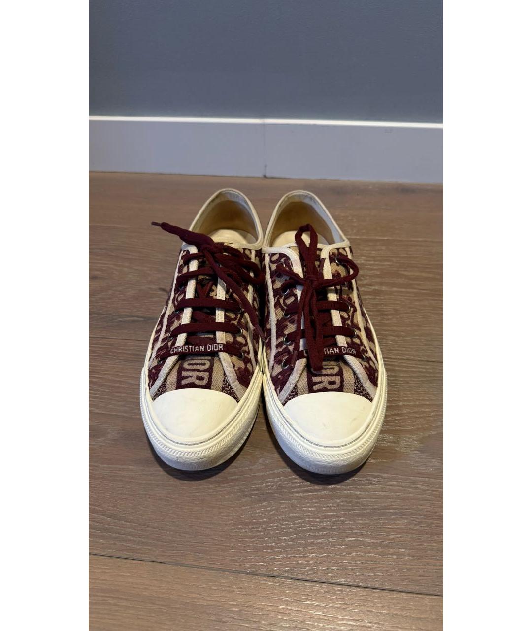 CHRISTIAN DIOR Бордовые текстильные кеды, фото 2