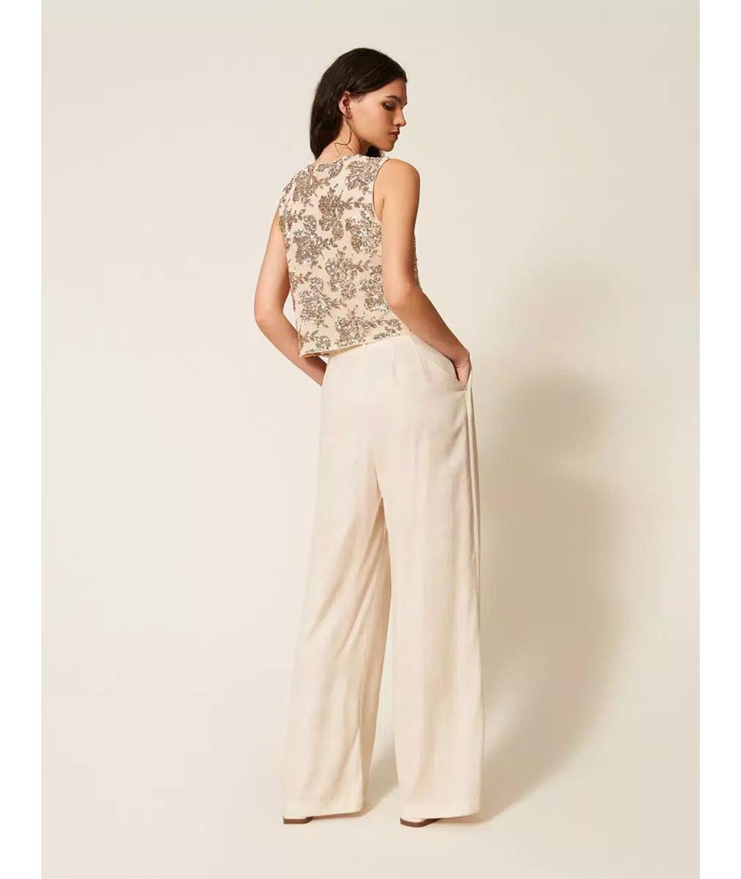 TWIN-SET Бежевые брюки широкие, фото 3